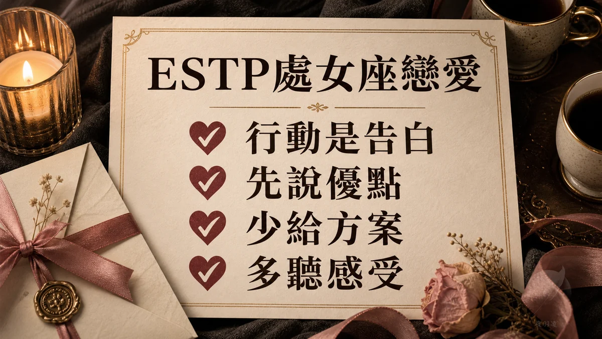 ESTP處女座戀愛懶人包：行動告白、先說優點與多聽感受三個提醒
