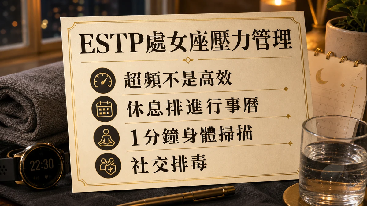 ESTP處女座壓力管理懶人包：休息排進行事曆與一分鐘身體掃描